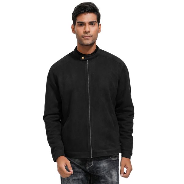 black/coffee men's jacket stylish faux suede coat long sleeve mock neck zip-up fall autumn spring retro solid color coat male, Black;brown
black/coffee men's jacket stylish faux suede coat long sleeve mock neck zip-up fall autumn spring retro solid color coat male, Black;brown