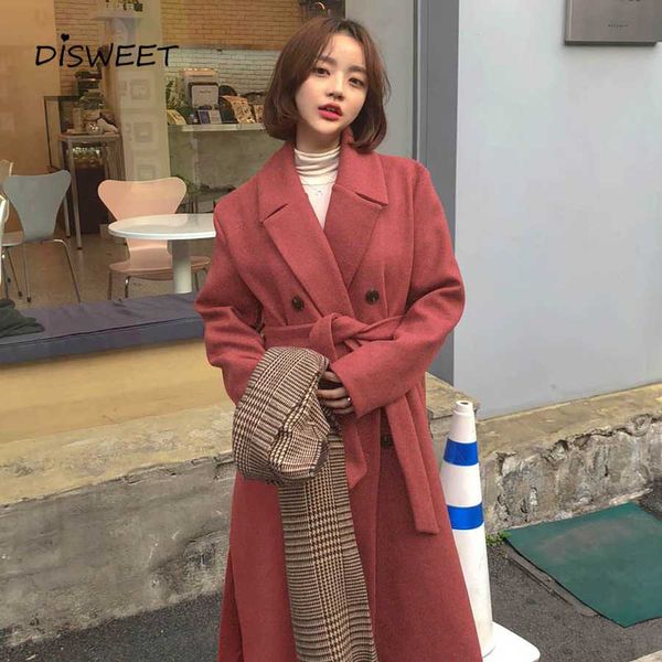 2019 winter long red coat jacket korean version of the large size loose belt cardigan retro lapel button slim women's clothing, Black
2019 winter long red coat jacket korean version of the large size loose belt cardigan retro lapel button slim women's clothing, Black