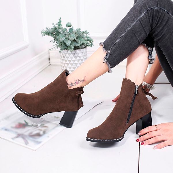 frosted side zipper boots female thick with short winter boots women scrub high heels british women's ankle botines mujer, Black
frosted side zipper boots female thick with short winter boots women scrub high heels british women's ankle botines mujer, Black
