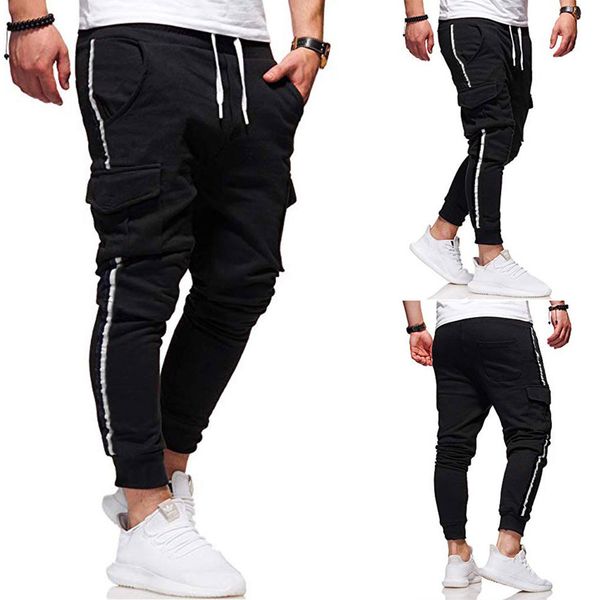 male trousers men splicing sriped overalls casual pocket sport work casual trouser pants long pants pantalon hombre sweatpants, Black
male trousers men splicing sriped overalls casual pocket sport work casual trouser pants long pants pantalon hombre sweatpants, Black