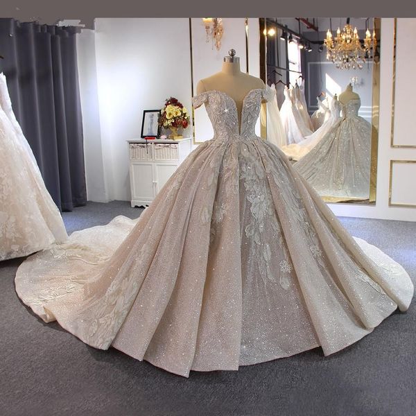 2020 new real picture ball gown sequined wedding dresses crystal lace applique wedding gown long train, White
2020 new real picture ball gown sequined wedding dresses crystal lace applique wedding gown long train, White