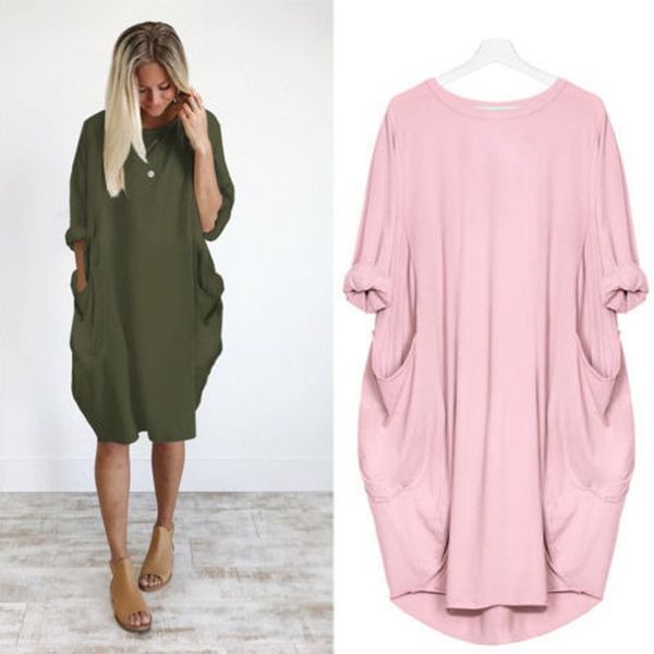 womens dress fashion pocket loose dress ladies crew neck casual plus size long women dress classic plus size asian s-5xl, Black;gray
womens dress fashion pocket loose dress ladies crew neck casual plus size long women dress classic plus size asian s-5xl, Black;gray