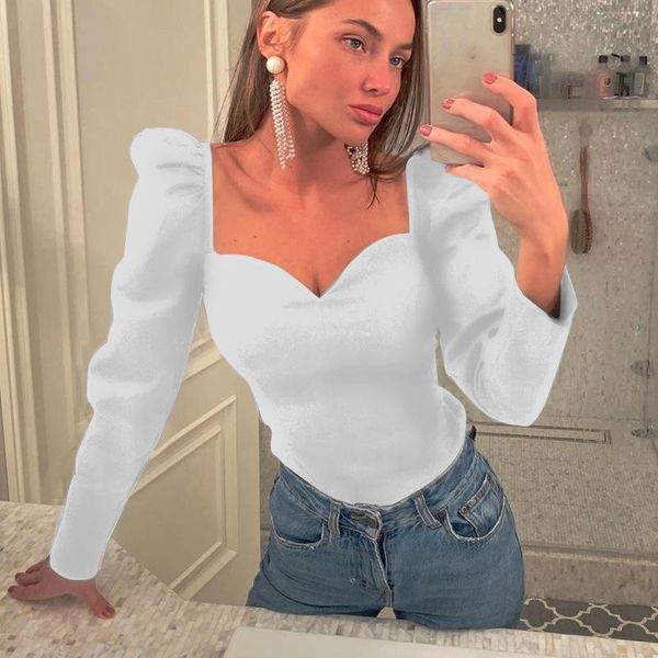 women's casual puff long-sleeve square collar shirts retro solid color ladies slim-type blouse, White
women's casual puff long-sleeve square collar shirts retro solid color ladies slim-type blouse, White