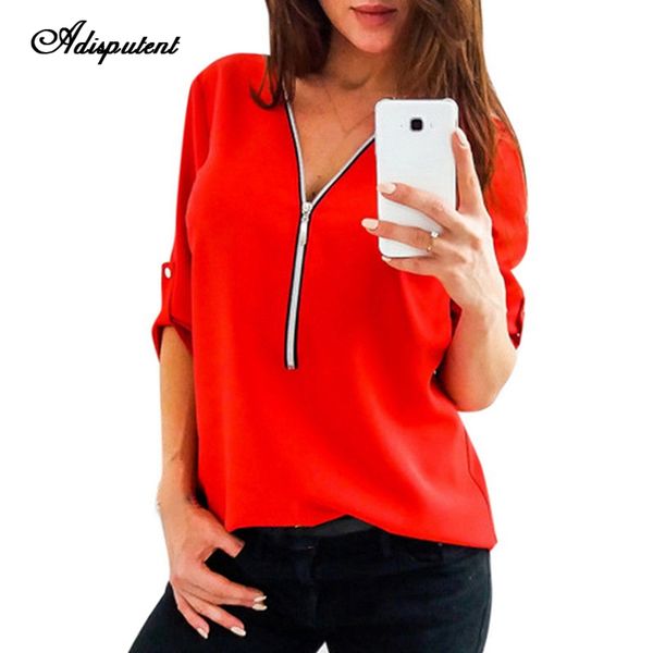 adisputent 2019 women short sleeve chiffon blouses zipper v-neck casual shirts female elegant work lady blusa plus size 5xl, White
adisputent 2019 women short sleeve chiffon blouses zipper v-neck casual shirts female elegant work lady blusa plus size 5xl, White