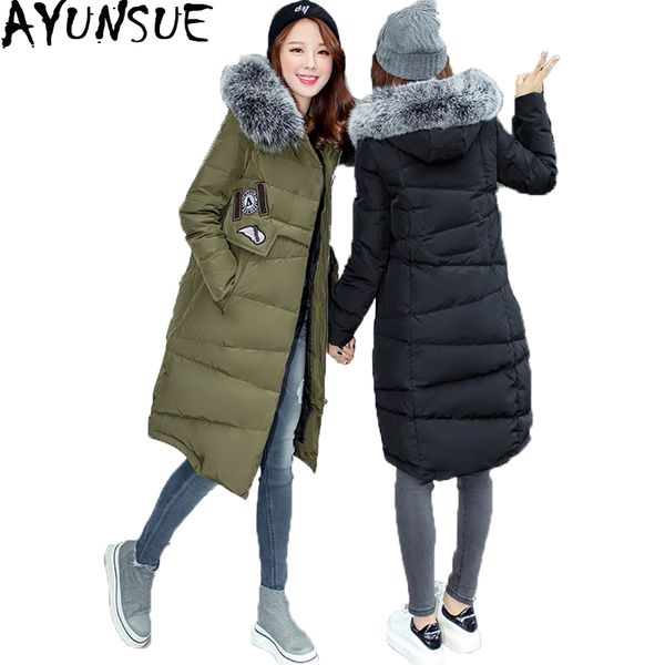 ayunsue 2018 womens winter down coat thick warm women jacket hooded faux fur collar female parkas fashion casual coats st575, Black
ayunsue 2018 womens winter down coat thick warm women jacket hooded faux fur collar female parkas fashion casual coats st575, Black