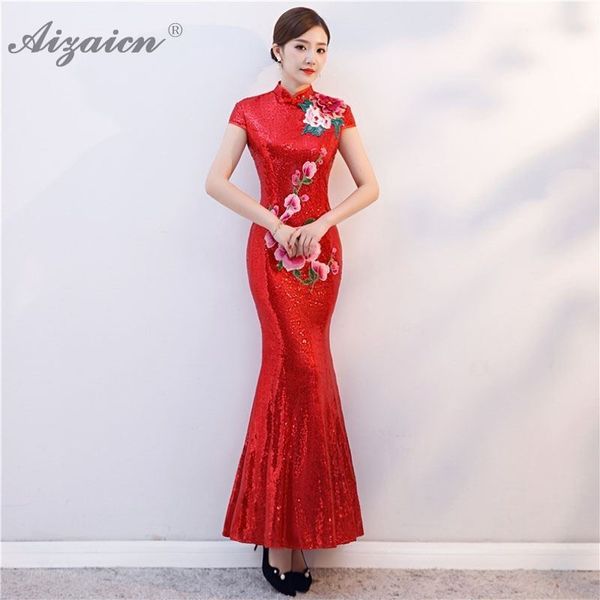red paillette embroidery evening dresses long chinese traditional wedding dress qipao cheongsam bride traditions qi pao
red paillette embroidery evening dresses long chinese traditional wedding dress qipao cheongsam bride traditions qi pao