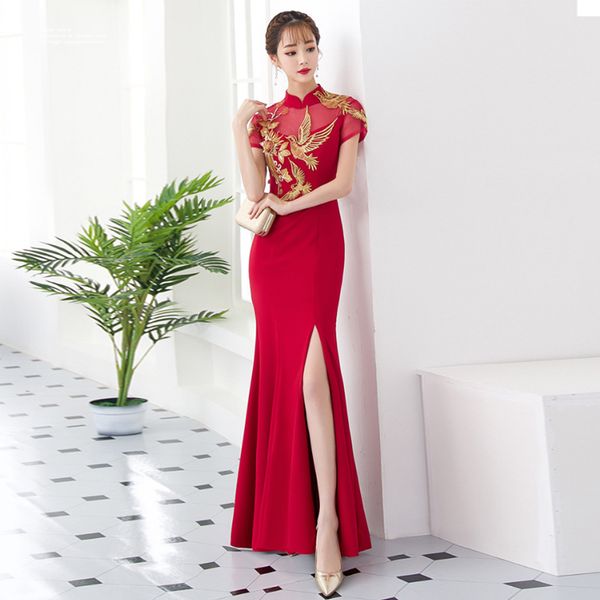 new embroidery mermaid chinese sequins oriental party female cheongsam stage show qipao elegant celebrity banquet dresses, Red
new embroidery mermaid chinese sequins oriental party female cheongsam stage show qipao elegant celebrity banquet dresses, Red