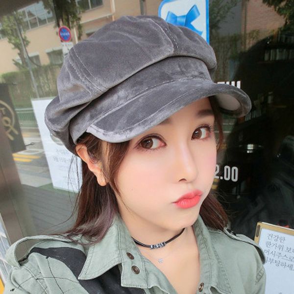 pcfddr beret female recreational artist's cap golden velvet british pumpkin duck tongue octagonal cap in autumn and winter, Blue;gray
pcfddr beret female recreational artist's cap golden velvet british pumpkin duck tongue octagonal cap in autumn and winter, Blue;gray