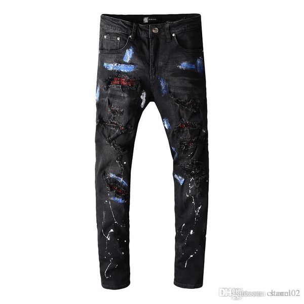 2020 new jeans luxury men designer jeans patch slim paint little feet locomotive mens jeans g05, Blue
2020 new jeans luxury men designer jeans patch slim paint little feet locomotive mens jeans g05, Blue