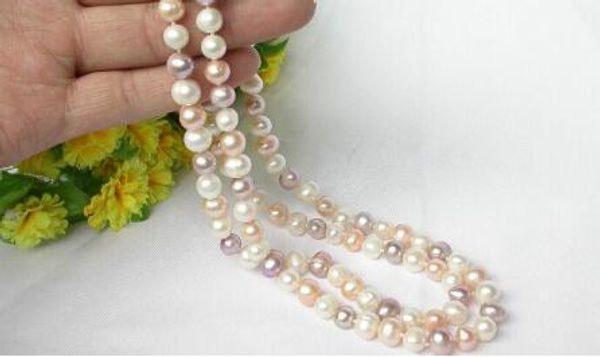 necklace ++natural 17" 8mm round white pink purple freshwater pearls necklace, Silver
necklace ++natural 17" 8mm round white pink purple freshwater pearls necklace, Silver