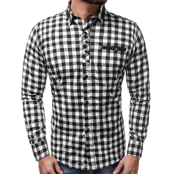 shirt men casual plaid long sleeve pockets shirts beach slim fit calca social turn down collar blouse roupas masculino, White;black
shirt men casual plaid long sleeve pockets shirts beach slim fit calca social turn down collar blouse roupas masculino, White;black