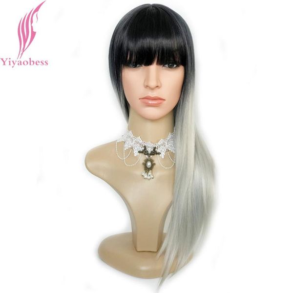 yiyaobess 24inch long straight black silver gray ombre wig bangs for white women synthetic wigs natural hair
yiyaobess 24inch long straight black silver gray ombre wig bangs for white women synthetic wigs natural hair