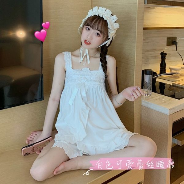 2020 sweet loose all-match sling lace cute lace suspender pajamas and pajamas home clothes suit female, Blue;red 
2020 sweet loose all-match sling lace cute lace suspender pajamas and pajamas home clothes suit female, Blue;red
