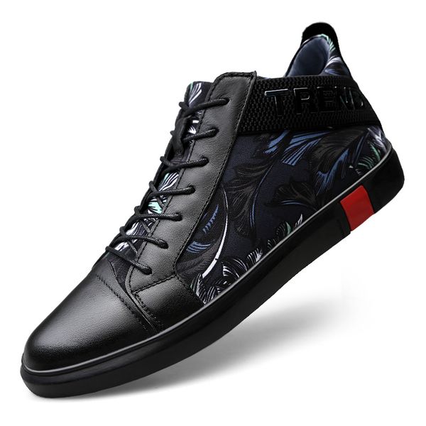 2019 men's cow leather shoes upper printing casual leather anti slip white lacing shoes new autumn youth man sneakers, Black
2019 men's cow leather shoes upper printing casual leather anti slip white lacing shoes new autumn youth man sneakers, Black