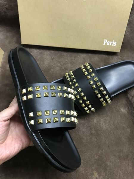 men women slippers red bottoms luxury designer slides casual spikes ladies beach slipper tide male home des chaussures leather espadrilles, Black
men women slippers red bottoms luxury designer slides casual spikes ladies beach slipper tide male home des chaussures leather espadrilles, Black