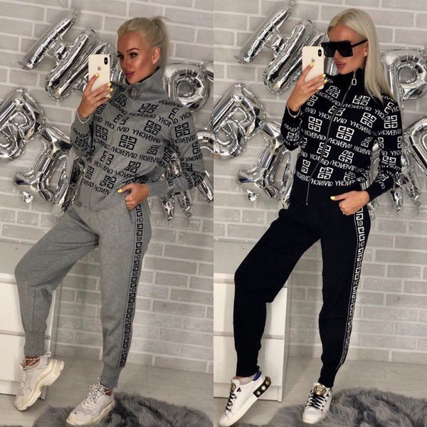 fashion womens brand tracksuit women 2 pieces set sweatsuit zipper striped tracksuit long sleeve sweatshirt + pants women's sets, Gray
fashion womens brand tracksuit women 2 pieces set sweatsuit zipper striped tracksuit long sleeve sweatshirt + pants women's sets, Gray