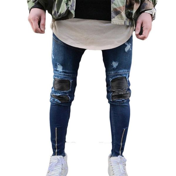 внешняя торговля новый стиль локомотив мужские джинсы slim fit плиссированные колено рваные брюки ноги молния узкие мужские длинные брюки, Blue
внешняя торговля новый стиль локомотив мужские джинсы slim fit плиссированные колено рваные брюки ноги молния узкие мужские длинные брюки, Blue