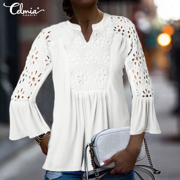 oversized celmia women office blouses 2019 summer v neck hollow tunic shirts casual loose ladies lace work blusas femininas, White
oversized celmia women office blouses 2019 summer v neck hollow tunic shirts casual loose ladies lace work blusas femininas, White