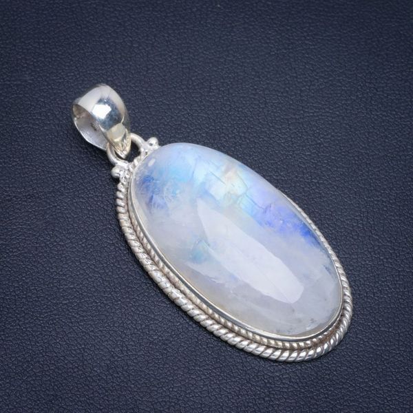 natural rainbow moonstone handmade unique 925 sterling silver pendant 2" b3190 
natural rainbow moonstone handmade unique 925 sterling silver pendant 2" b3190