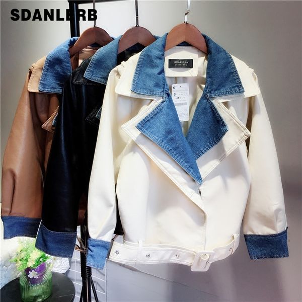 spring and autumn denim stitching leather jacket women loose large size motorcycle short coat new pu leather jackets, Black
spring and autumn denim stitching leather jacket women loose large size motorcycle short coat new pu leather jackets, Black