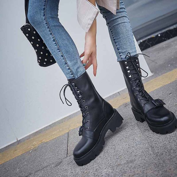2020 new winter shoes women's motorcycle boots cow leather buckle thick bottom streetwear handsome mid-calf boots mujer, Black
2020 new winter shoes women's motorcycle boots cow leather buckle thick bottom streetwear handsome mid-calf boots mujer, Black