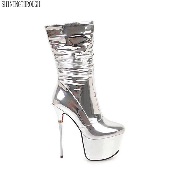 women fetish dance nightclub boots 16cm extreme high heel metal heels platform zipper mid-calf thigh high boots size 42 43, Black
women fetish dance nightclub boots 16cm extreme high heel metal heels platform zipper mid-calf thigh high boots size 42 43, Black