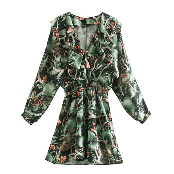 2020 women vintage v neck flower print casual ruffles mini dress ladies long sleeve elastic waist vestidos chic dresses ds3299, Black;gray
2020 women vintage v neck flower print casual ruffles mini dress ladies long sleeve elastic waist vestidos chic dresses ds3299, Black;gray