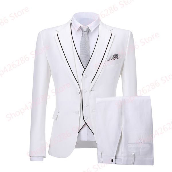 men's slim fit suit real picture 3 piece jacket vest pants sets romantic white wedding tuxedo suits grooms blazer costume homme, White;black
men's slim fit suit real picture 3 piece jacket vest pants sets romantic white wedding tuxedo suits grooms blazer costume homme, White;black