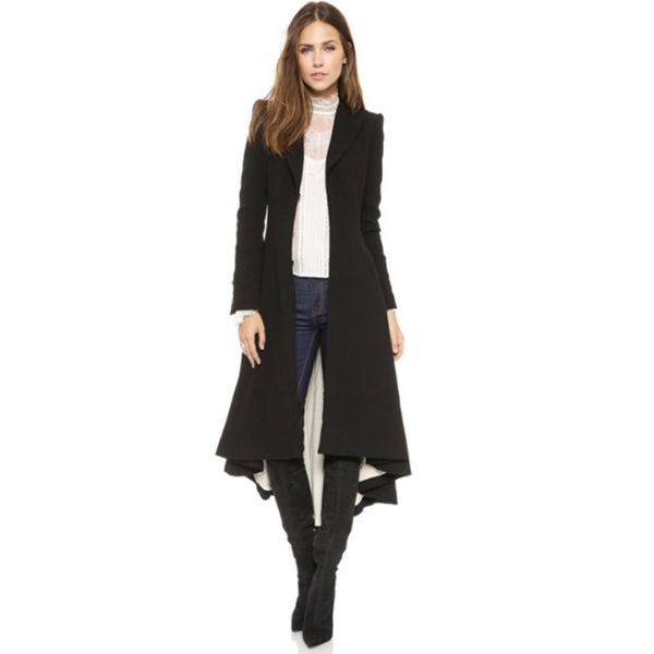 women winter coat plus size wool cotton long coat solid dovetail vintage open stitch outwear office lady elegant clothes fashion, Black
women winter coat plus size wool cotton long coat solid dovetail vintage open stitch outwear office lady elegant clothes fashion, Black