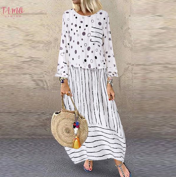 vintage maxi dress women summer boho polka dots fake two piece long dress loose cotton linen vestidos plus size robe, Black;gray
vintage maxi dress women summer boho polka dots fake two piece long dress loose cotton linen vestidos plus size robe, Black;gray