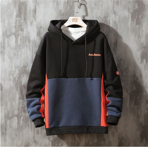 men's hoodies pullover patchwork contrast color long sleeve fleece spring autumn selling fashion mens, Black
men's hoodies pullover patchwork contrast color long sleeve fleece spring autumn selling fashion mens, Black