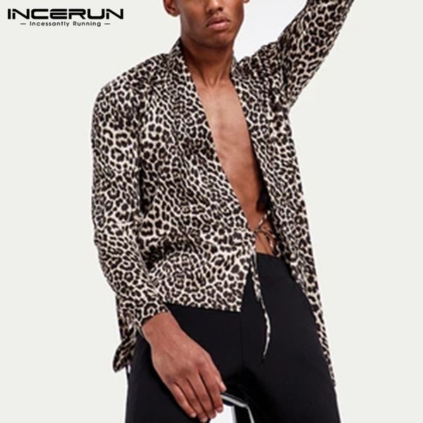 2020 fashion men irregular shirt leopard printed v neck long sleeve camisa streetwear lace up party male casual shirts incerun, White;black
2020 fashion men irregular shirt leopard printed v neck long sleeve camisa streetwear lace up party male casual shirts incerun, White;black