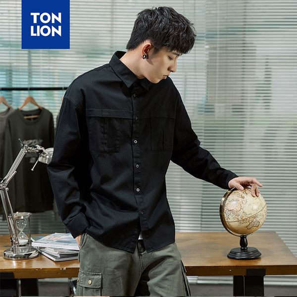 tonlion men's long sleeve shirts mens cotton casual shirt for men full sleeves safari style shirt single breasted 2020 new, White;black
tonlion men's long sleeve shirts mens cotton casual shirt for men full sleeves safari style shirt single breasted 2020 new, White;black