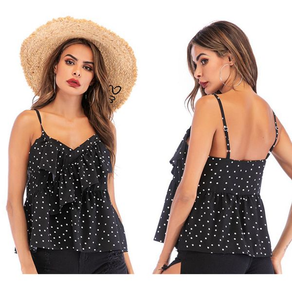 2020 fashion women chiffon vest sleeveless causal v-neck lady camisole backless polka dot tank blouse, White
2020 fashion women chiffon vest sleeveless causal v-neck lady camisole backless polka dot tank blouse, White