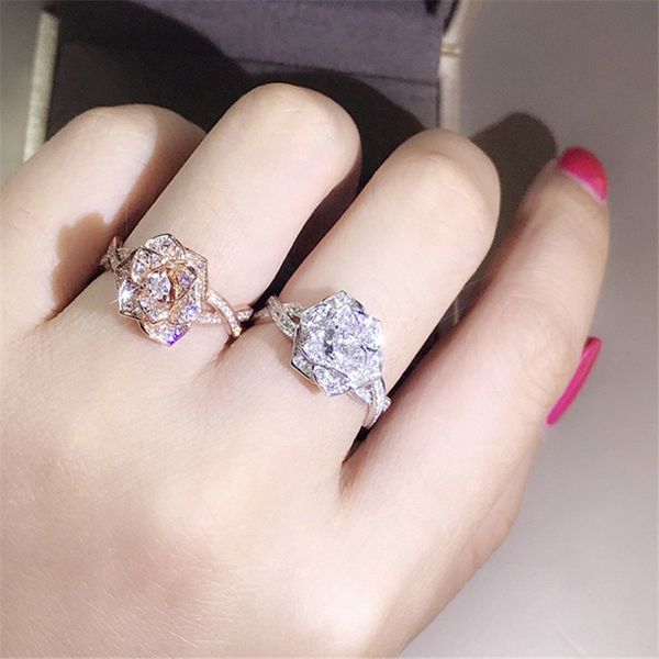 new wedding rings for women fashion white gold rose gold color shining cz zircon engagement ring rose flower rings sj, Silver
new wedding rings for women fashion white gold rose gold color shining cz zircon engagement ring rose flower rings sj, Silver