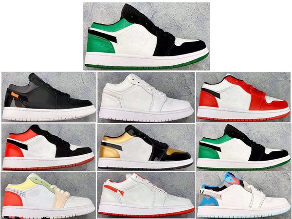 2020 New Arrival 1 1s Low Mens Women Basketball Shoes Triple White Black Red Yellow Gold Green Blue Women Mens Trainer Sports Sneakers 36-45