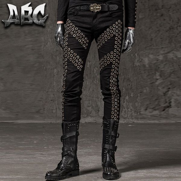 2019 men's clothing gd hair stylist fashion hip hop non mainstream punk rivet pants trousers plus size costumes, Black
2019 men's clothing gd hair stylist fashion hip hop non mainstream punk rivet pants trousers plus size costumes, Black