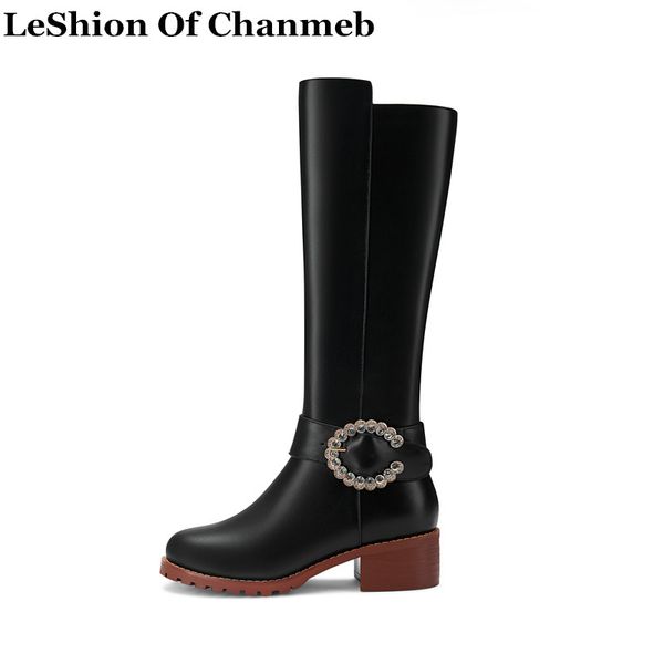 crystal buckle women's knee high boots zipper woman winter warm boots ladies combat size 34-43 44 45, Black
crystal buckle women's knee high boots zipper woman winter warm boots ladies combat size 34-43 44 45, Black