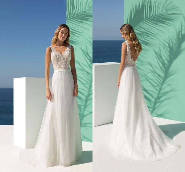 Beach Wedding Dresses Ivory Lace Chiffon Cheap Bridal Gowns Appliques Backless Floor Length Country Wedding Dress Custom Made robe de mariée
Beach Wedding Dresses Ivory Lace Chiffon Cheap Bridal Gowns Appliques Backless Floor Length Country Wedding Dress Custom Made robe de mariée