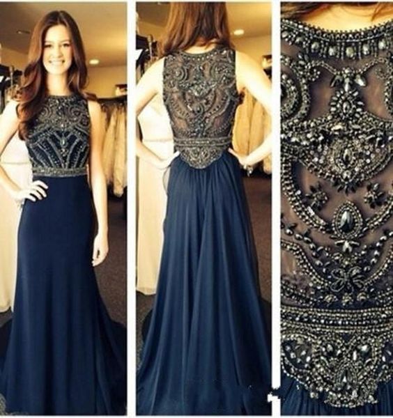 2020 new robe de soiree evening dresses sleeveless scoop neck dark blue chiffon crystals long prom dresses formal evening gowns vestidos de, Black;red
2020 new robe de soiree evening dresses sleeveless scoop neck dark blue chiffon crystals long prom dresses formal evening gowns vestidos de, Black;red