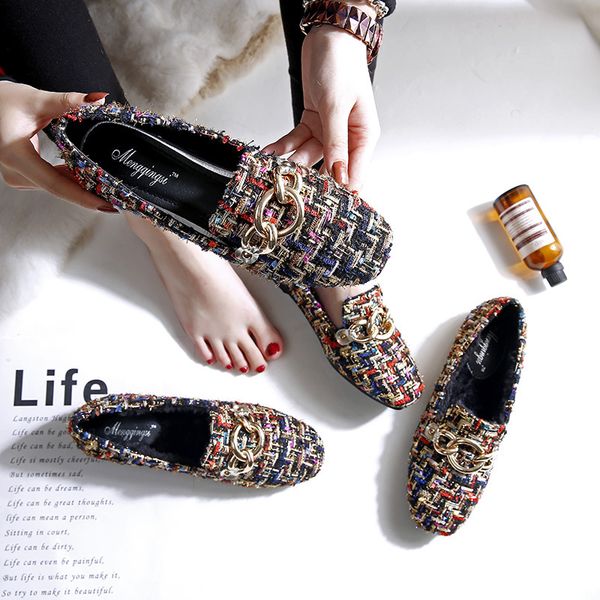 colorful camouflage flats women gold chain square toe loafers autumn winter lined plush single shoes linen fur moccasins, Black
colorful camouflage flats women gold chain square toe loafers autumn winter lined plush single shoes linen fur moccasins, Black
