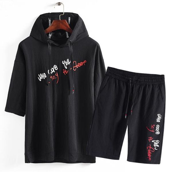 2019 New Fashion Style Mens Casual Tracksuit Letter Print Sports Mens Hooded Short Sleeve Black Set
2019 New Fashion Style Mens Casual Tracksuit Letter Print Sports Mens Hooded Short Sleeve Black Set
