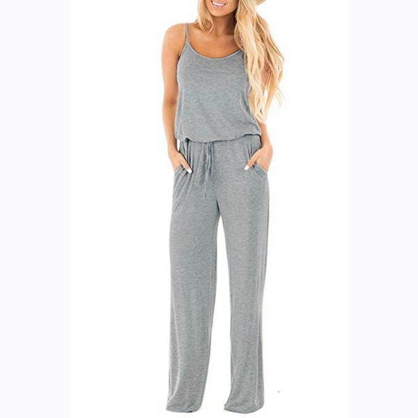women sleeveless jumpsuit ladies casual loose sling kombinezon playsuit long gray rompers trousers waist combinaison femme #zc, Black;white
women sleeveless jumpsuit ladies casual loose sling kombinezon playsuit long gray rompers trousers waist combinaison femme #zc, Black;white