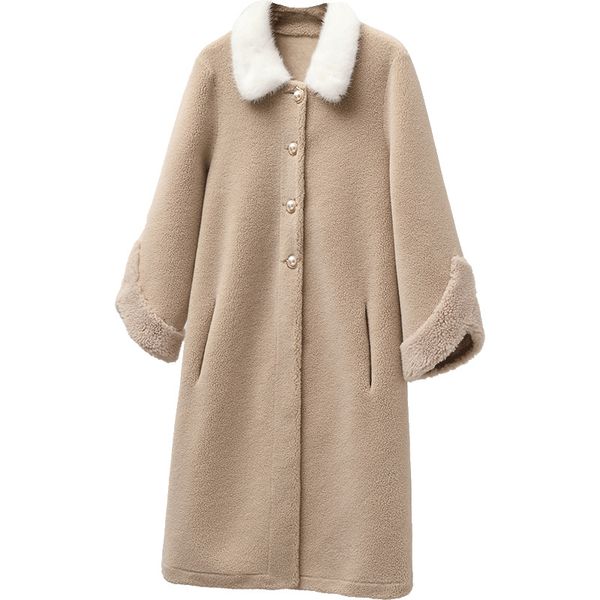 women's fur & faux real coat streetwear collar wool jacket autumn winter women clothes 2021 korean sheep shearling suede lining, Black
women's fur & faux real coat streetwear collar wool jacket autumn winter women clothes 2021 korean sheep shearling suede lining, Black