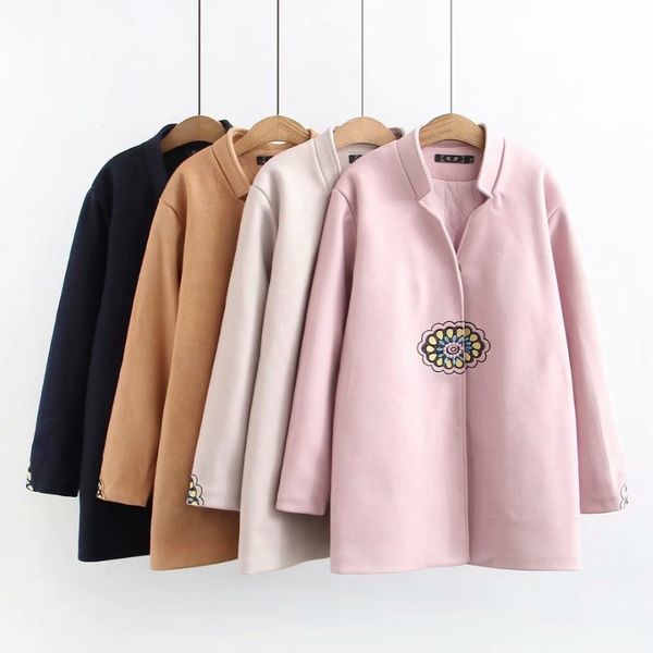 plus size embroidery wool blends women coat 2019 casual ladies warm jackets female in winter pink navy, Black
plus size embroidery wool blends women coat 2019 casual ladies warm jackets female in winter pink navy, Black