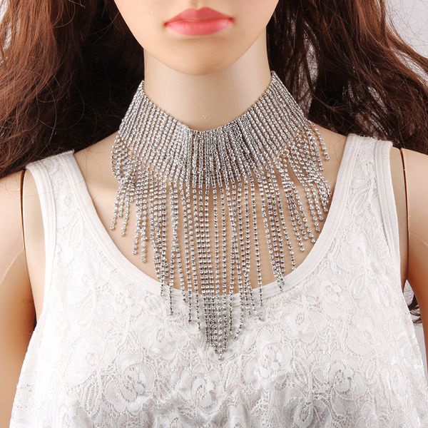 multi-layer collar statement choker necklace for women jewelry luxury crystal tassel necklaces & pendants, Golden;silver
multi-layer collar statement choker necklace for women jewelry luxury crystal tassel necklaces & pendants, Golden;silver