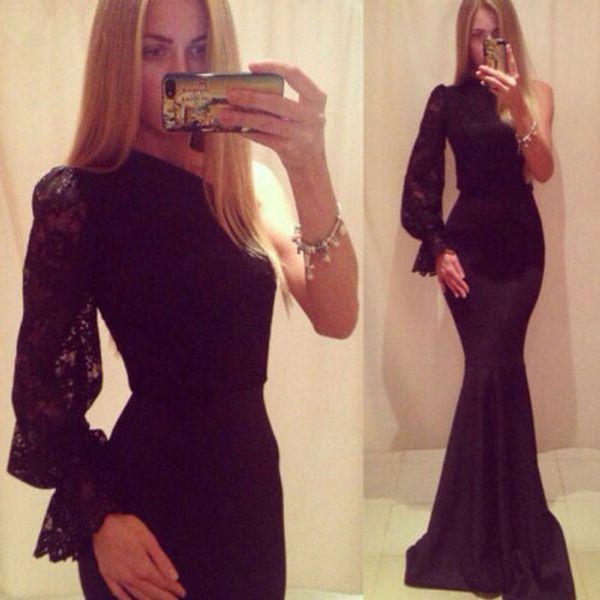 women bodycon lace one shoulder long sleeve slash neck dress slim lace dress women sheath solid, Black;gray
women bodycon lace one shoulder long sleeve slash neck dress slim lace dress women sheath solid, Black;gray