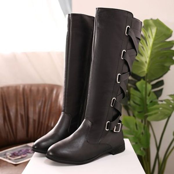 2019 new winter boots women thigh high boots steampunk gothic vintage style over the knee retro punk buckle combat, Black
2019 new winter boots women thigh high boots steampunk gothic vintage style over the knee retro punk buckle combat, Black