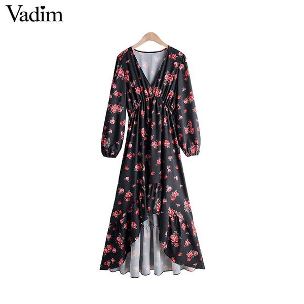 vadim women retro floral pattern maxi dress v neck elastic waist irregular long sleeve female long dresses vestidos qc658, Black;gray
vadim women retro floral pattern maxi dress v neck elastic waist irregular long sleeve female long dresses vestidos qc658, Black;gray