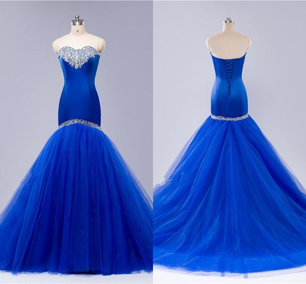 royal blue mermaid prom dresses 2020 crystal beaded tulle strapless open back evening gowns long formal dress plus size, Black
royal blue mermaid prom dresses 2020 crystal beaded tulle strapless open back evening gowns long formal dress plus size, Black